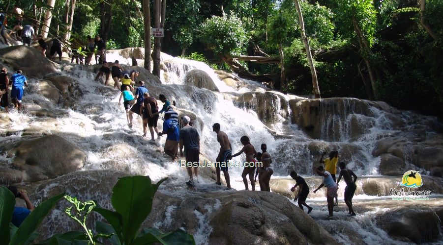 Visitors at Dunn’s River Falls Jamaica